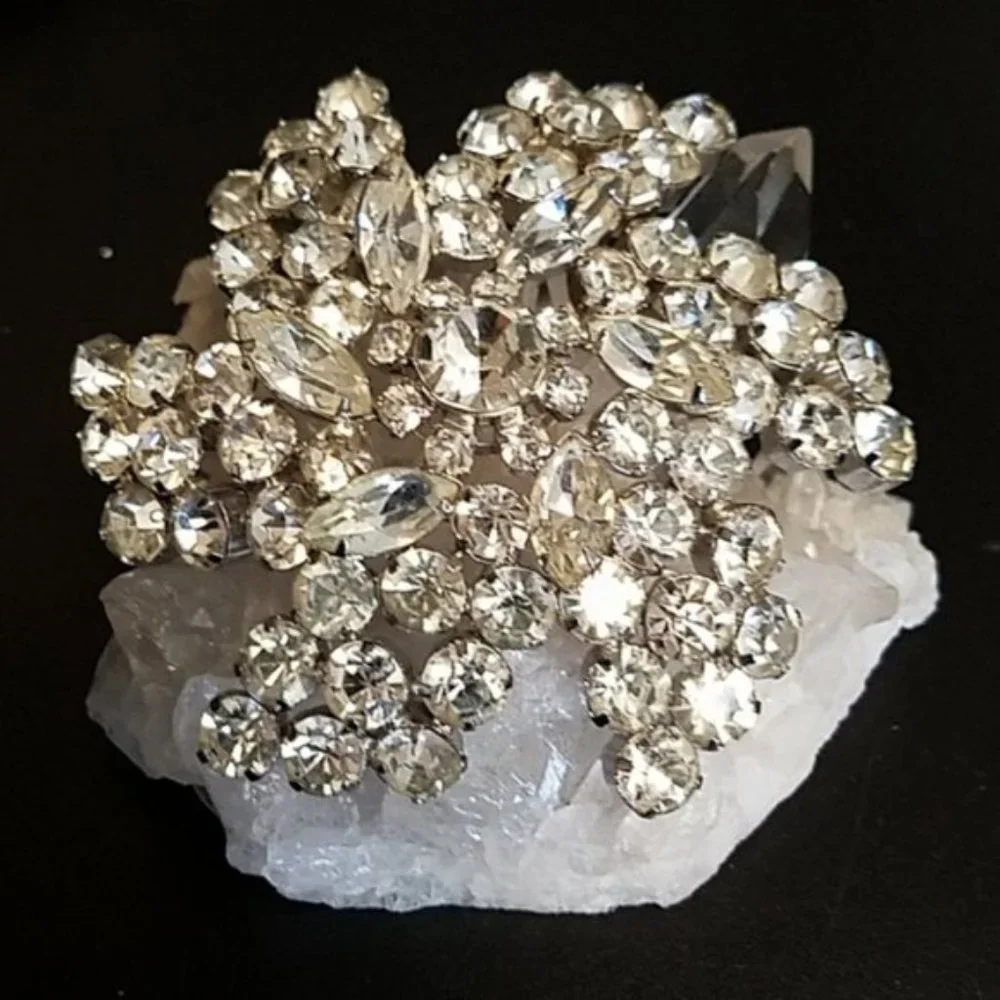 Huge Vintage Rhinestone Pinwheel Brooch